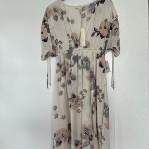 Lovestitch White‎ Floral Maxi Dress, Boho, Size Small, V-Neck, Lightweight,  NWT